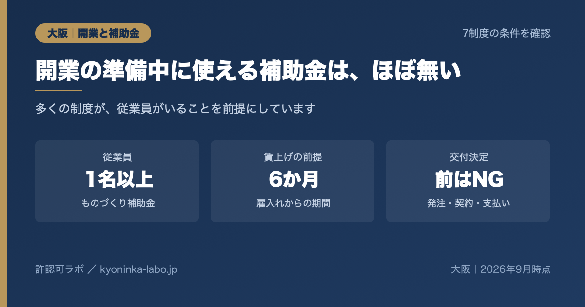開業直後に補助金が使えるかどうかの条件