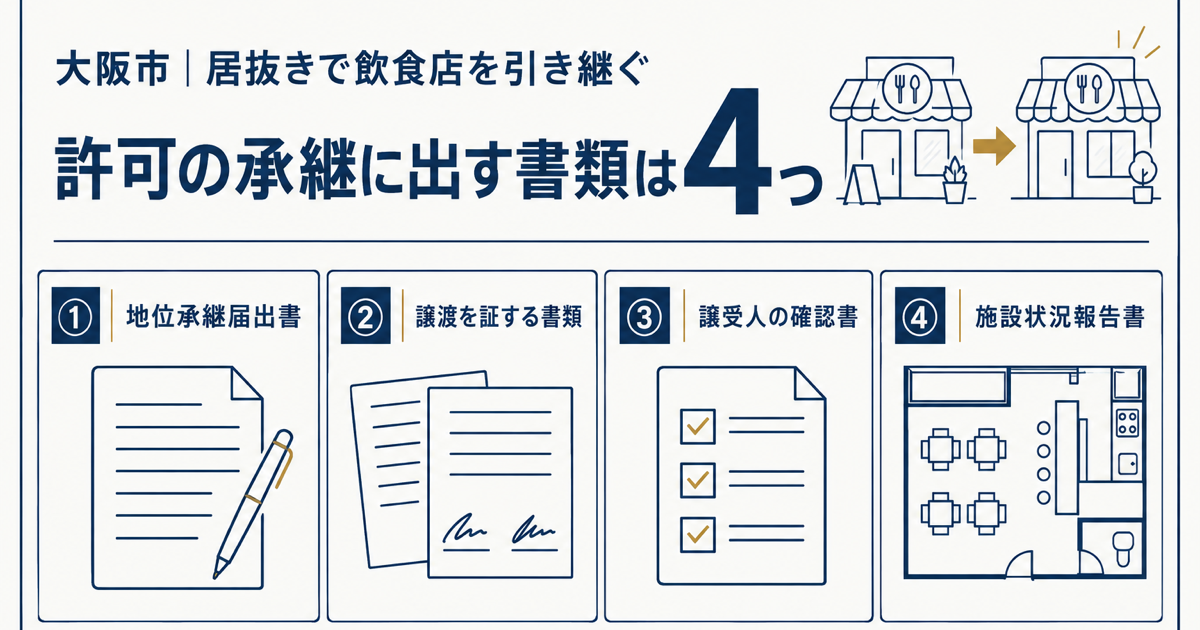 飲食店の営業許可を事業譲渡で引き継ぐときに大阪市へ出す4つの書類