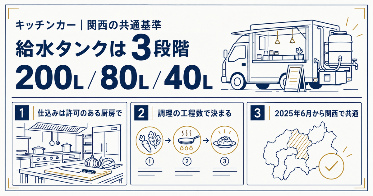 キッチンカーの仕込みは自分の店の厨房でできる？大阪市の基地施設・一次加工所と関西広域連合の共通基準